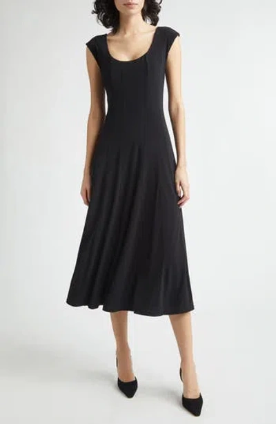 Staud Flared Midi Dress In Black