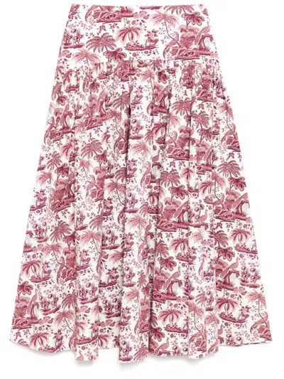 Staud Floral Mid-length Skirt In White