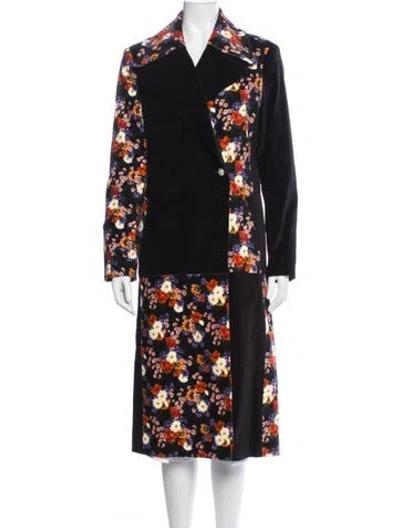 Pre-owned Staud Floral Print Coat W/ Tags In Black