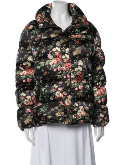 Pre-owned Staud Floral Print Down Jacket In Green