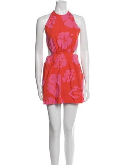 Pre-owned Staud Floral Print Halterneck Romper In Multi