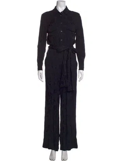 Pre-owned Staud Floral Print Jumpsuit In Black