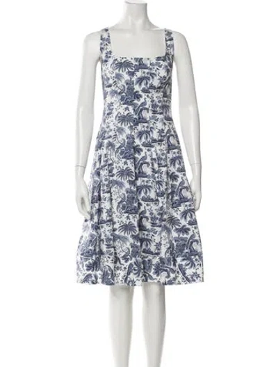 Pre-owned Staud Floral Print Knee-length Dress In Blue