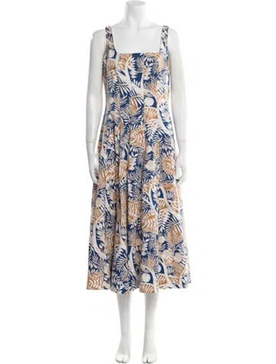 Pre-owned Staud Floral Print Long Dress In Blue