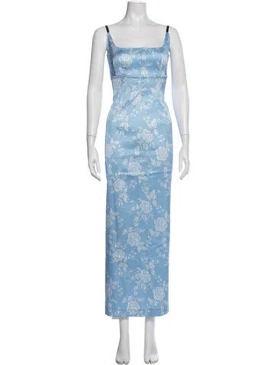 Pre-owned Staud Floral Print Long Dress In Blue