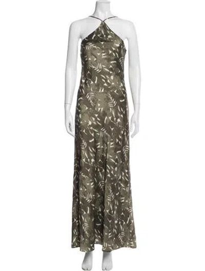 Pre-owned Staud Floral Print Long Dress In Gray