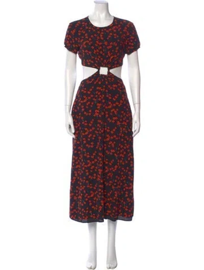Pre-owned Staud Floral Print Long Dress In Multi