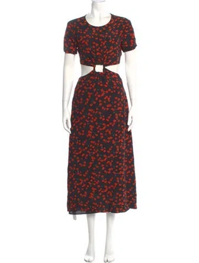 Pre-owned Staud Floral Print Long Dress In Multi