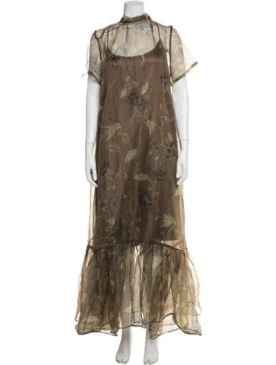 Pre-owned Staud Floral Print Long Dress In Multicolor