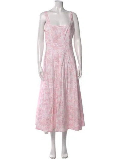 Pre-owned Staud Floral Print Long Dress In Pink