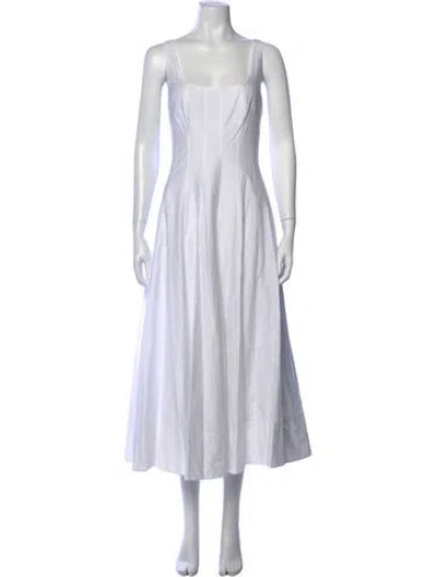 Pre-owned Staud Floral Print Long Dress W/ Tags In White