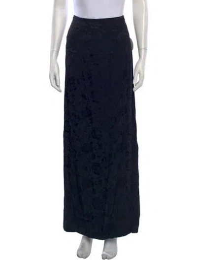 Pre-owned Staud Floral Print Long Skirt In Black