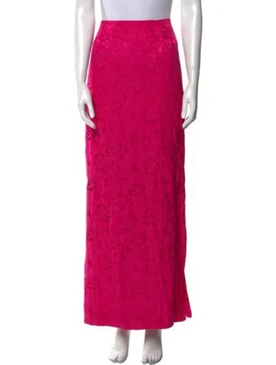 Pre-owned Staud Floral Print Long Skirt In Pink