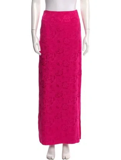 Pre-owned Staud Floral Print Long Skirt In Pink