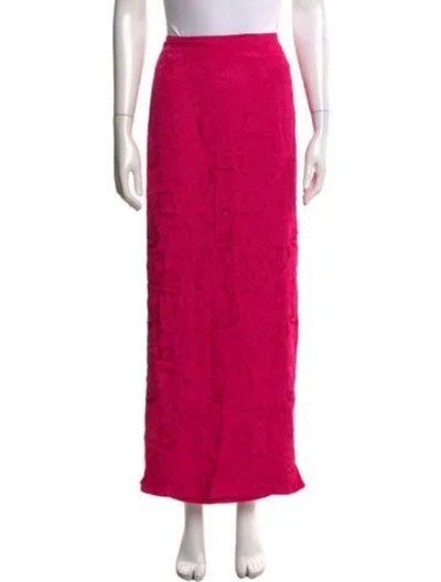 Pre-owned Staud Floral Print Long Skirt In Pink