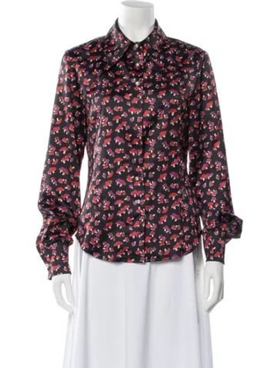 Pre-owned Staud Floral Print Long Sleeve Blouse In Multi