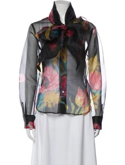 Pre-owned Staud Floral Print Long Sleeve Blouse In Multi