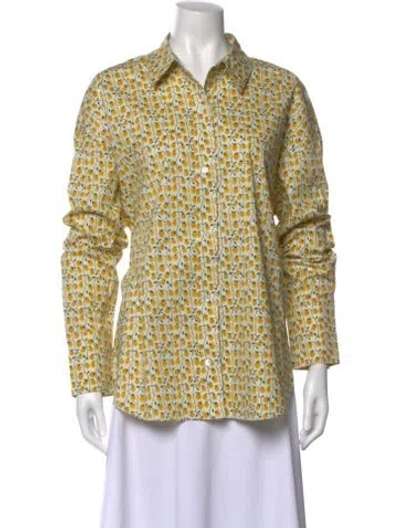 Pre-owned Staud Floral Print Long Sleeve Button-up Top W/ Tags In Multi