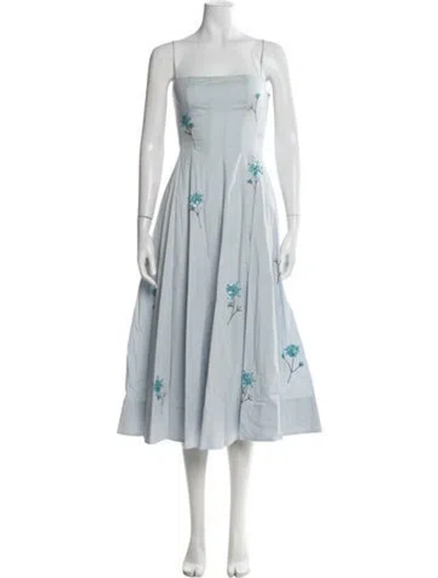 Pre-owned Staud Floral Print Midi Length Dress In Blue