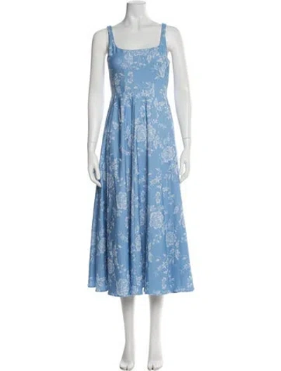 Pre-owned Staud Floral Print Midi Length Dress In Blue