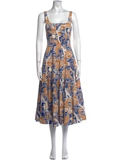 Pre-owned Staud Floral Print Midi Length Dress In Blue