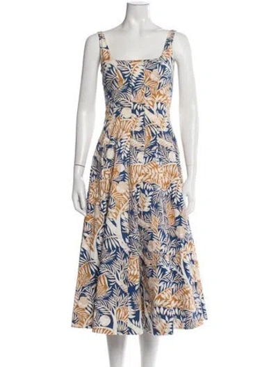 Pre-owned Staud Floral Print Midi Length Dress In Blue