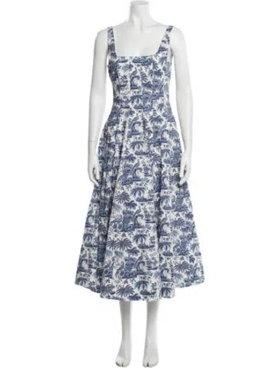 Pre-owned Staud Floral Print Midi Length Dress In Multi