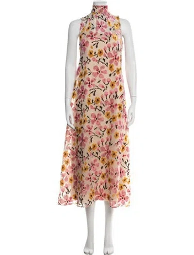 Pre-owned Staud Floral Print Midi Length Dress In Multi