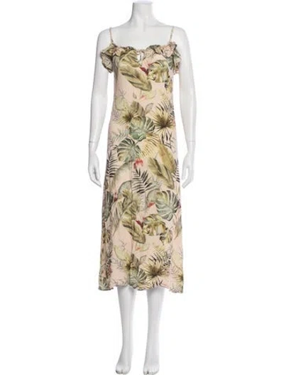 Pre-owned Staud Floral Print Midi Length Dress In Multi