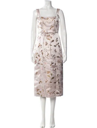 Pre-owned Staud Floral Print Midi Length Dress W/ Tags In Pink