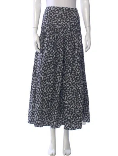 Pre-owned Staud Floral Print Midi Length Skirt In Blue