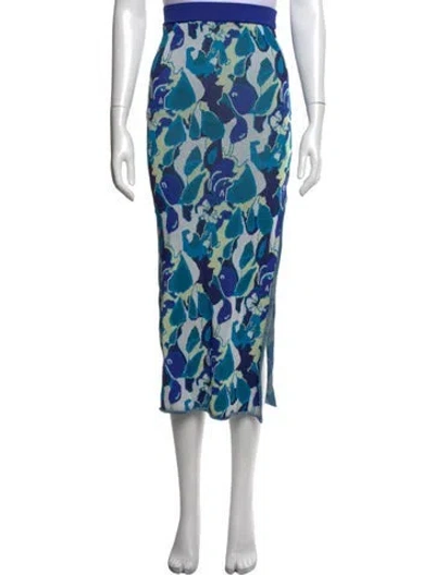 Pre-owned Staud Floral Print Midi Length Skirt In Blue