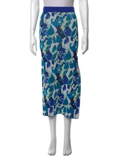 Pre-owned Staud Floral Print Midi Length Skirt In Blue