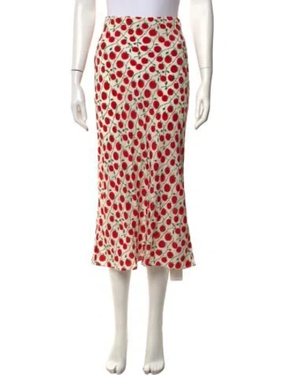 Pre-owned Staud Floral Print Midi Length Skirt In Neutrals