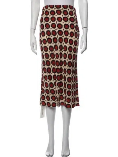 Pre-owned Staud Floral Print Midi Length Skirt In Red