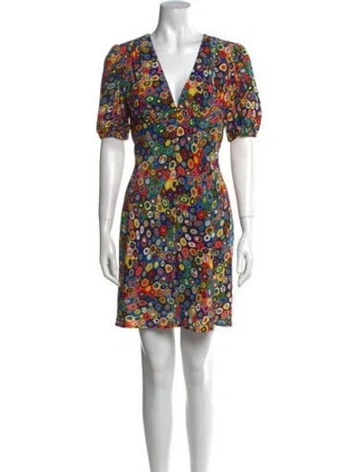 Pre-owned Staud Floral Print Mini Dress In Black
