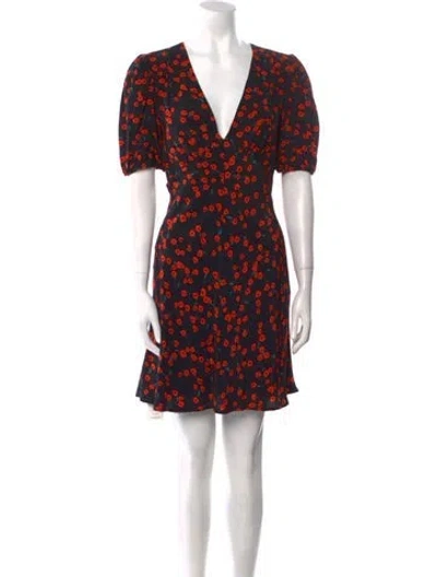 Pre-owned Staud Floral Print Mini Dress In Black