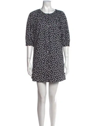 Pre-owned Staud Floral Print Mini Dress In Black