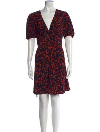 Pre-owned Staud Floral Print Mini Dress In Black