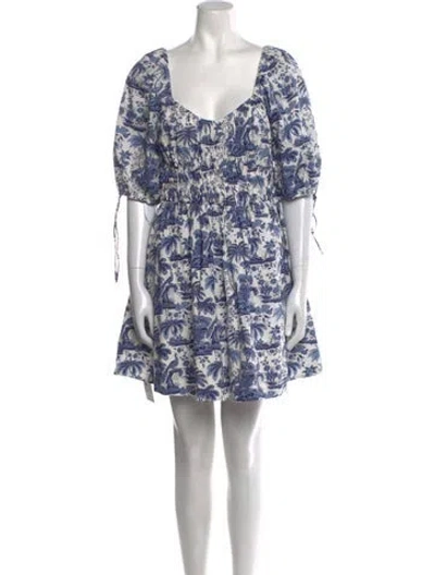 Pre-owned Staud Floral Print Mini Dress In Blue