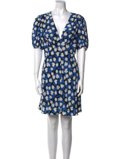 Pre-owned Staud Floral Print Mini Dress In Blue