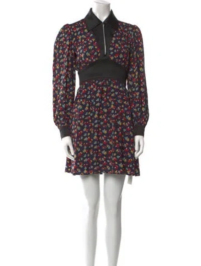 Pre-owned Staud Floral Print Mini Dress In Blue