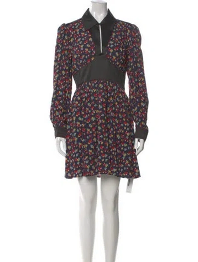 Pre-owned Staud Floral Print Mini Dress In Blue