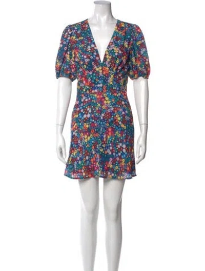 Pre-owned Staud Floral Print Mini Dress In Blue