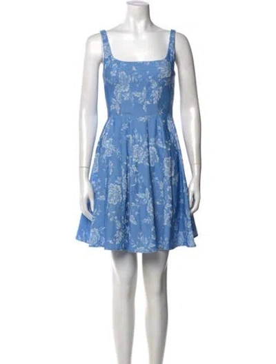 Pre-owned Staud Floral Print Mini Dress In Blue