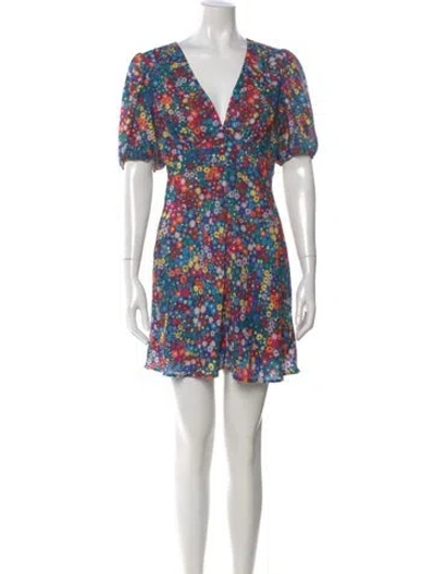 Pre-owned Staud Floral Print Mini Dress In Blue