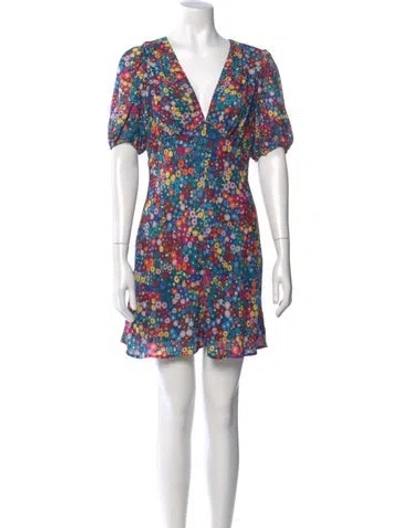 Pre-owned Staud Floral Print Mini Dress In Blue