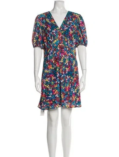 Pre-owned Staud Floral Print Mini Dress In Blue