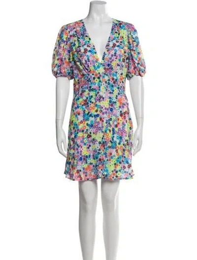 Pre-owned Staud Floral Print Mini Dress In Blue