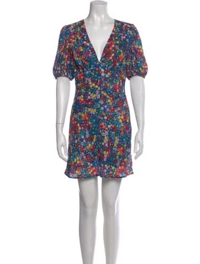 Pre-owned Staud Floral Print Mini Dress In Blue